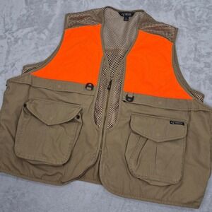 Guide Series 2XL Men's Hunting Fishing Vest Tan Blaze Orange Breathable Pockets